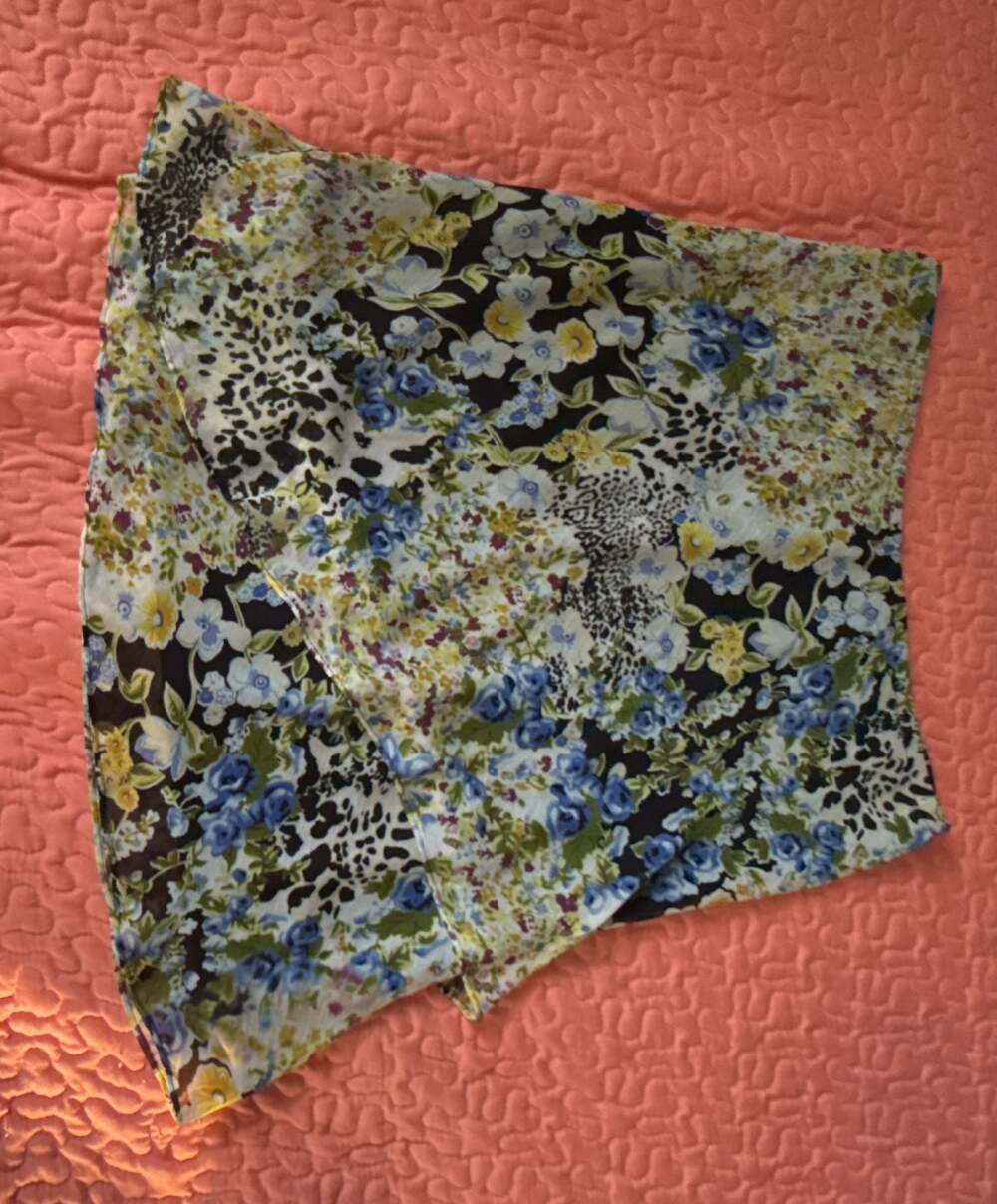 Karin Stevens Floral Animal Print Chiffon Skirt Large